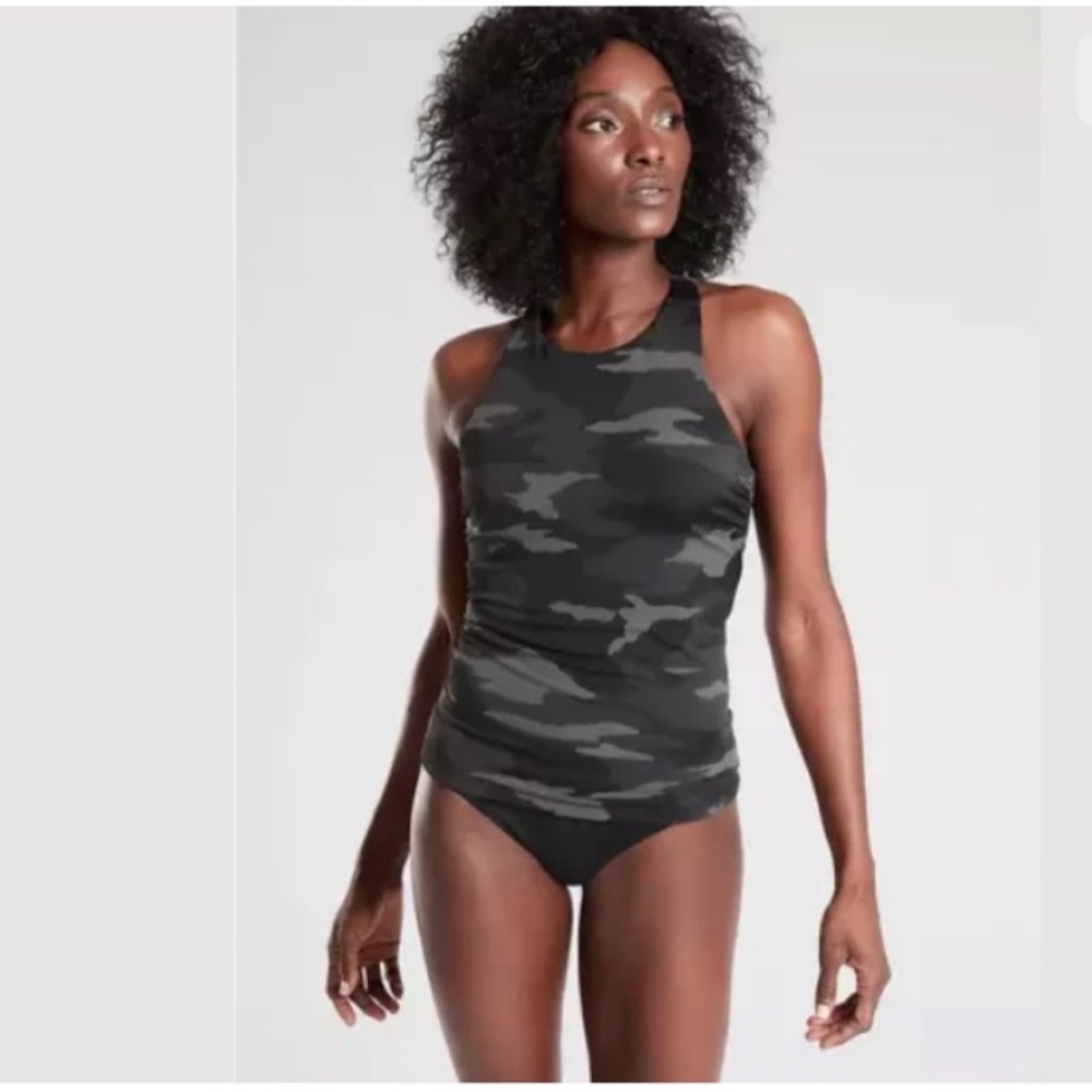 Athleta Black Freestyle Camo Tankini Top Army Print